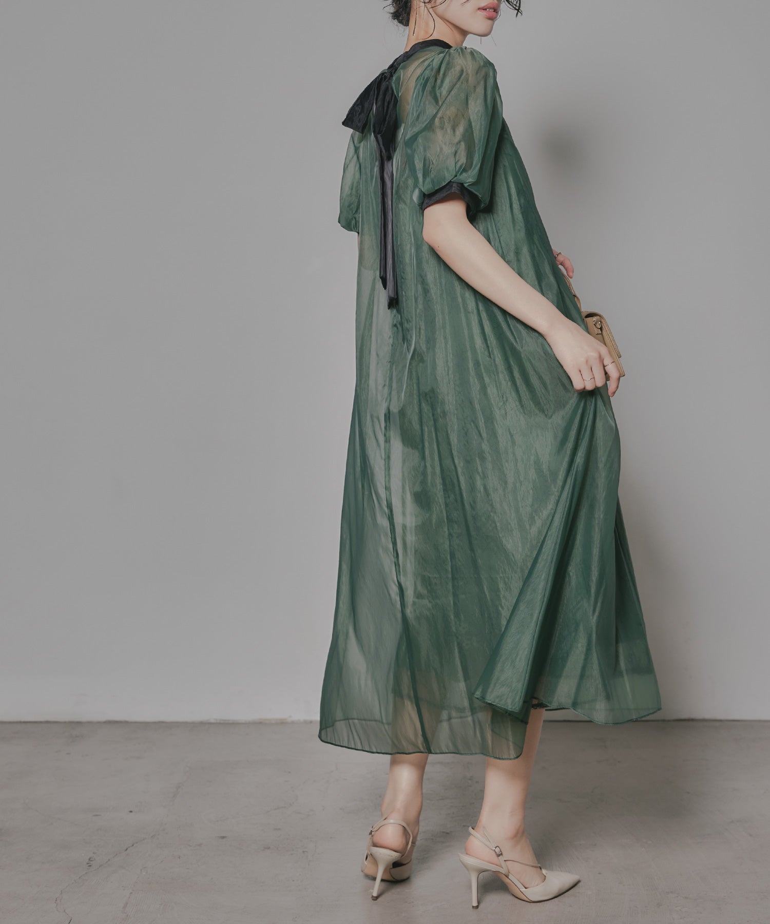 着丈が選べる】Aラインオーガンジーレースレイヤードドレス