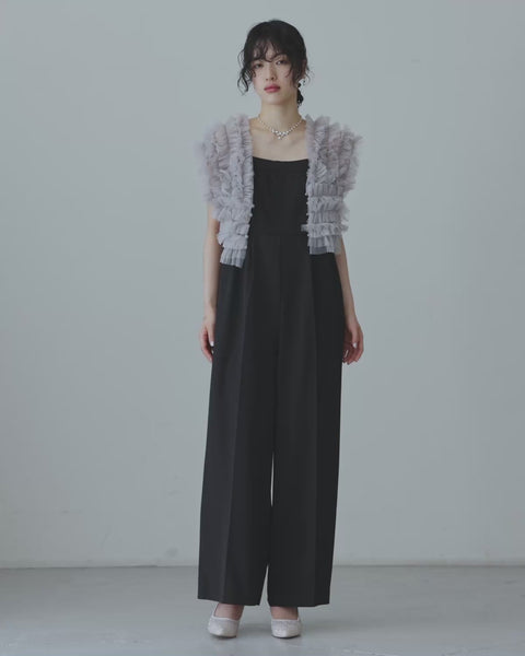 チュールベストオールインワンドレス パンツドレス 2点セット 結婚式