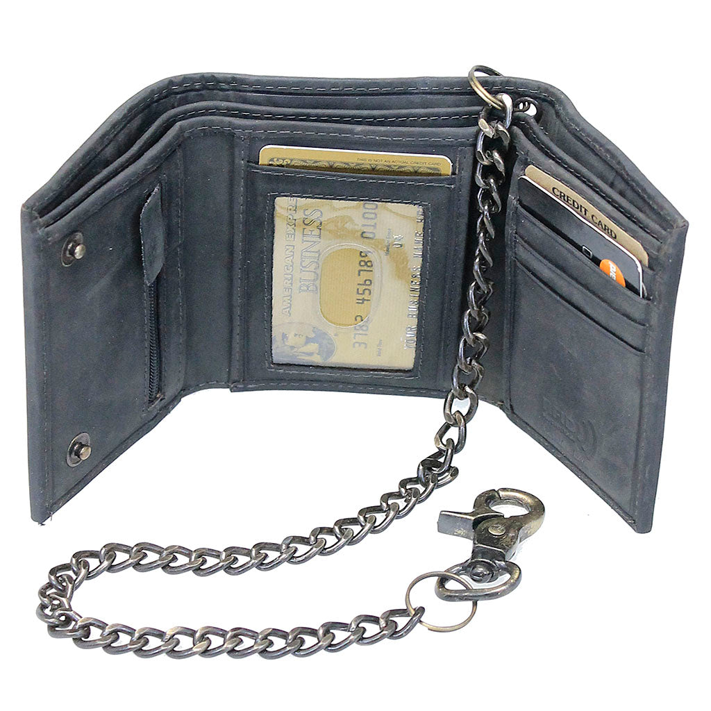 Vintage Black (Gray) RFID Trifold Chain Wallet #WC513210KID