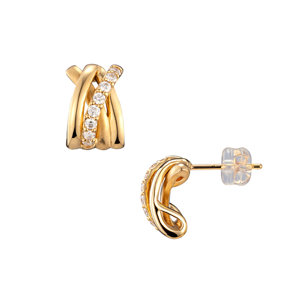ギンザクロスオーバー〕K18イエローゴールド ダイヤモンド ピアス | 高