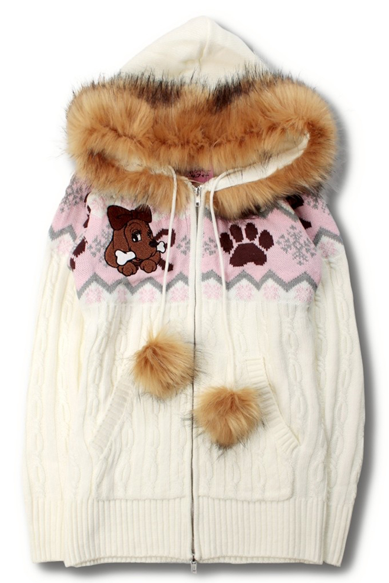 GALFY(ガルフィー) らぶりぃ！ニットパーカー - White / ロック