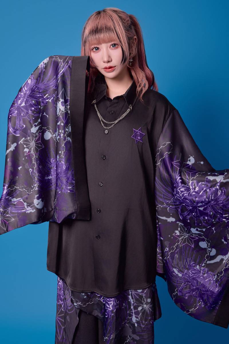 PSYCHO NATION(サイコネーション)振袖チェーンシャツ - Purple