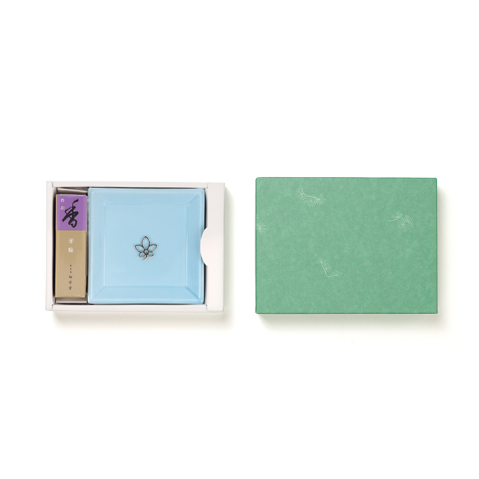 ウェブショップ芳輪 白川/銀製香立 紅葉/四方香皿 水色ｾｯﾄ: 香りを贈る