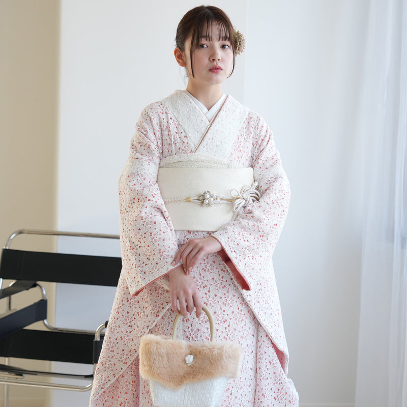 レンタル】振袖 utatane 日本製レース着物+西陣袋帯 着物セット 成人式