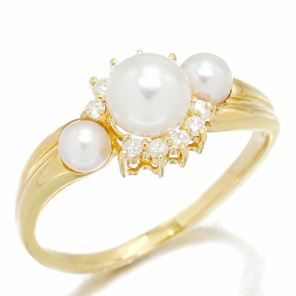 楽天市場】K18YG パール ルビー ダイヤモンド リング 11号 P7mm珠