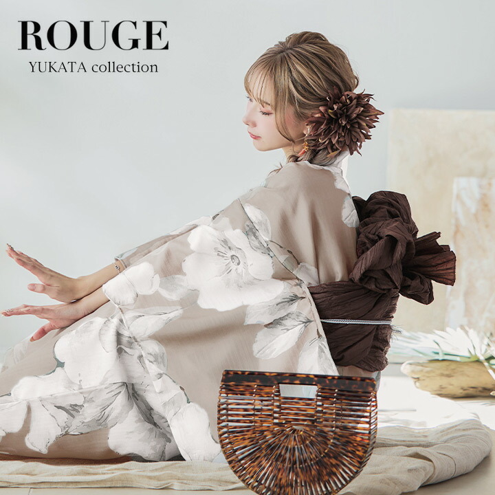 楽天市場】送料無料 あす楽【浴衣3点セット】ベージュ地にアネモネの