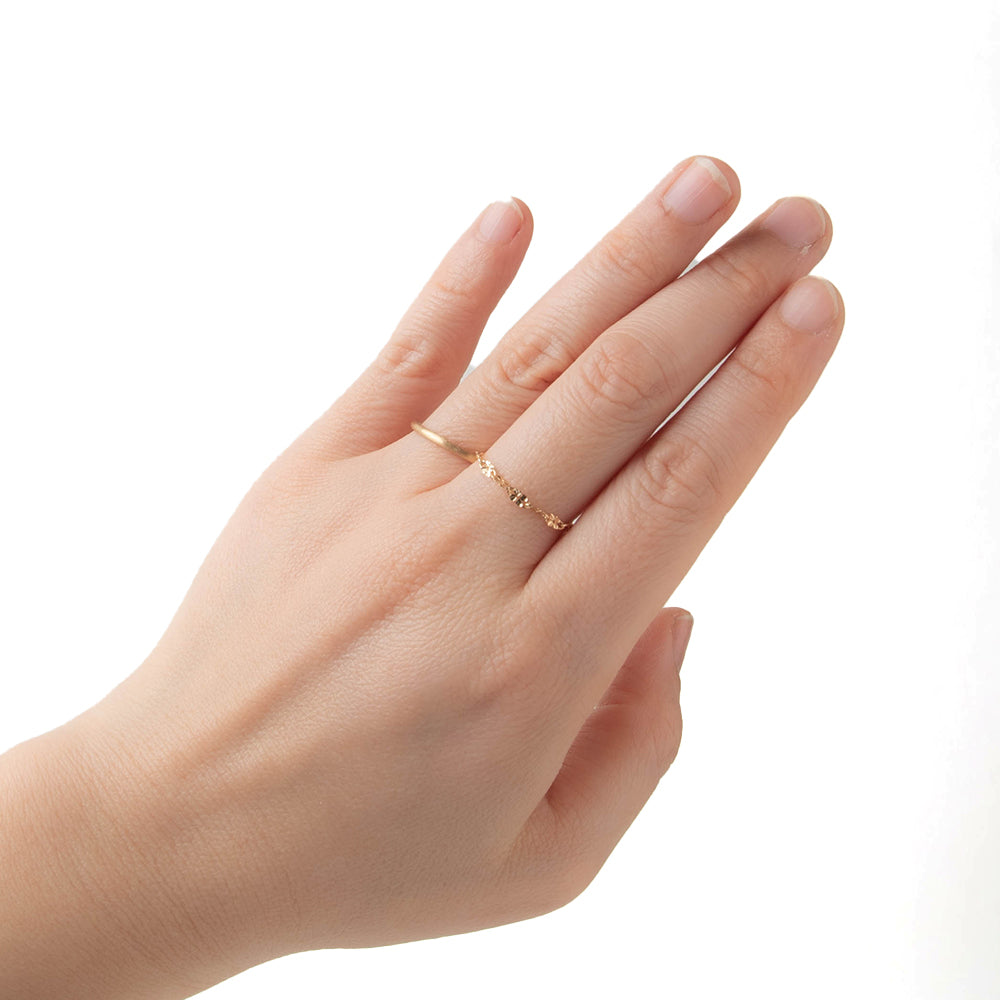 K18 YG クローバー カット チェーン リング ロッソエブルージュエリー