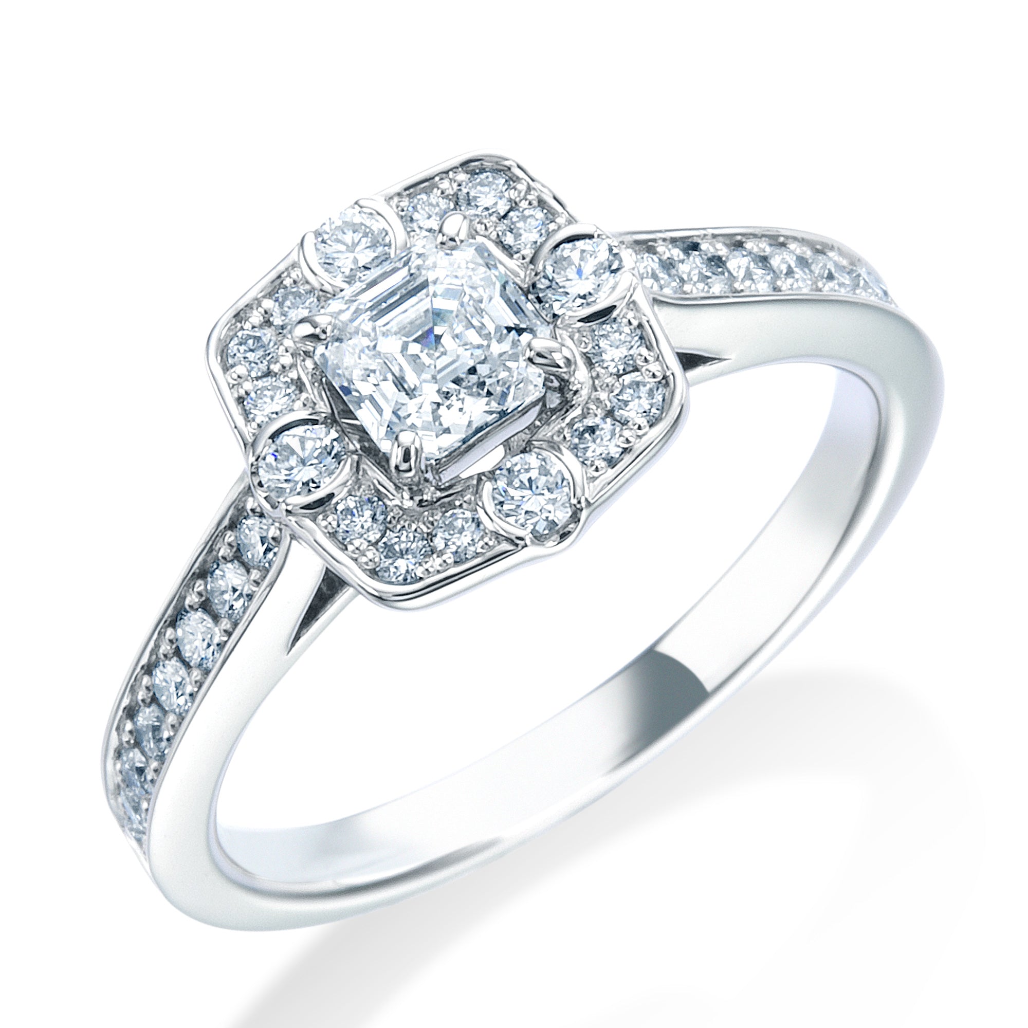 ロイヤル・アッシャー・カット プラチナ ダイヤモンドリング AC034