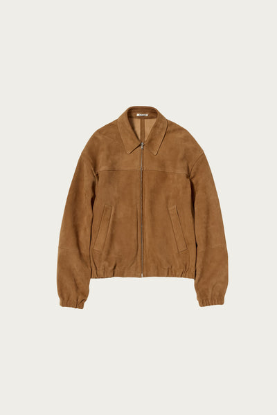 Auralee Lamb Suede Zip Blouson | Camel | Canoe Club
