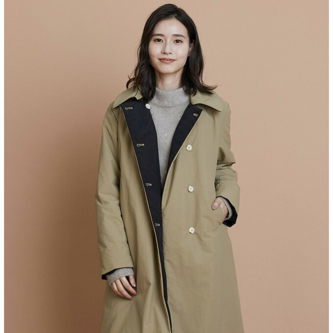 現行美品L'EQUIPE/レキップ 圧縮ブークレノーカラーコート 38size