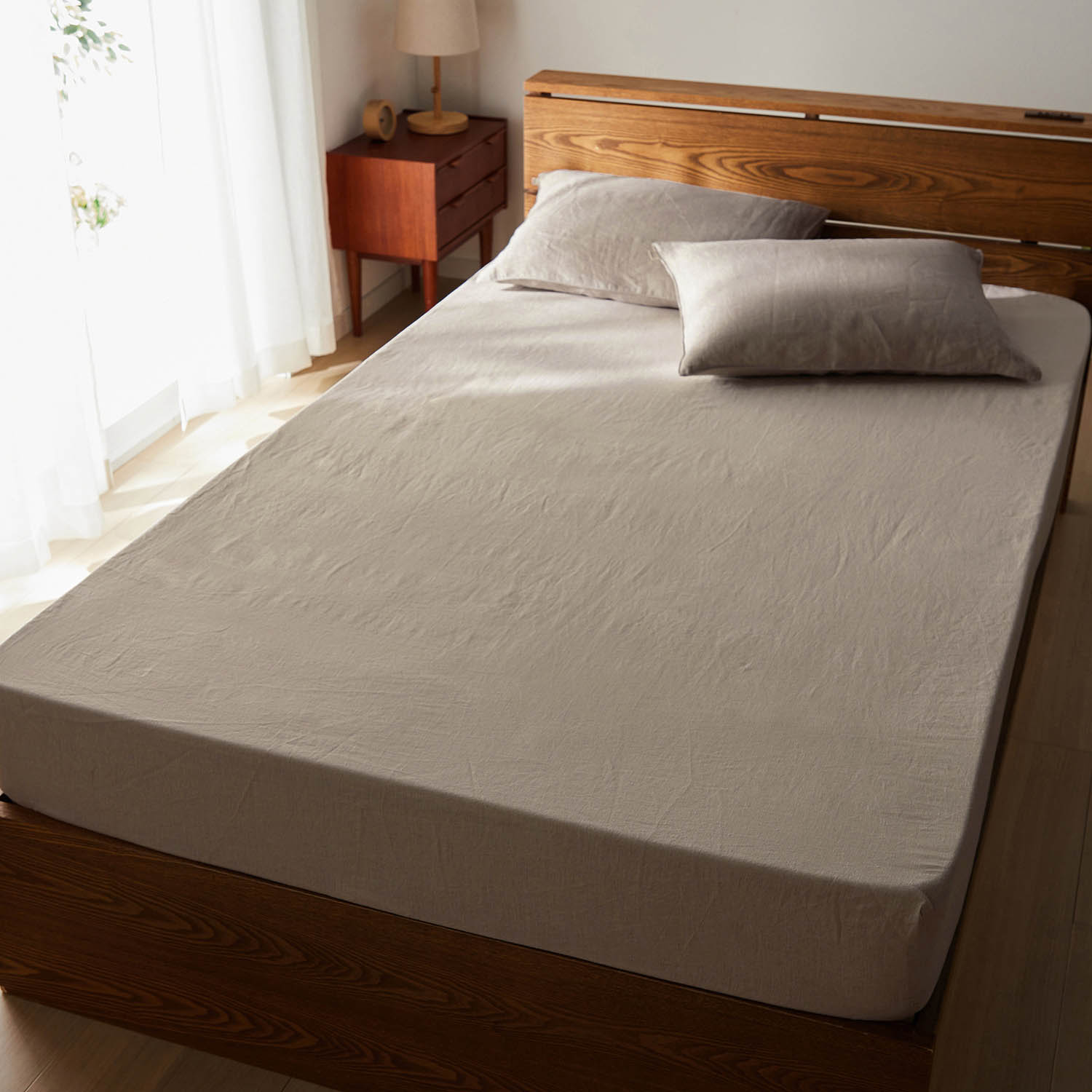 ベルメゾン ラブザリネン フレンチリネンボックスシーツ ベージュ