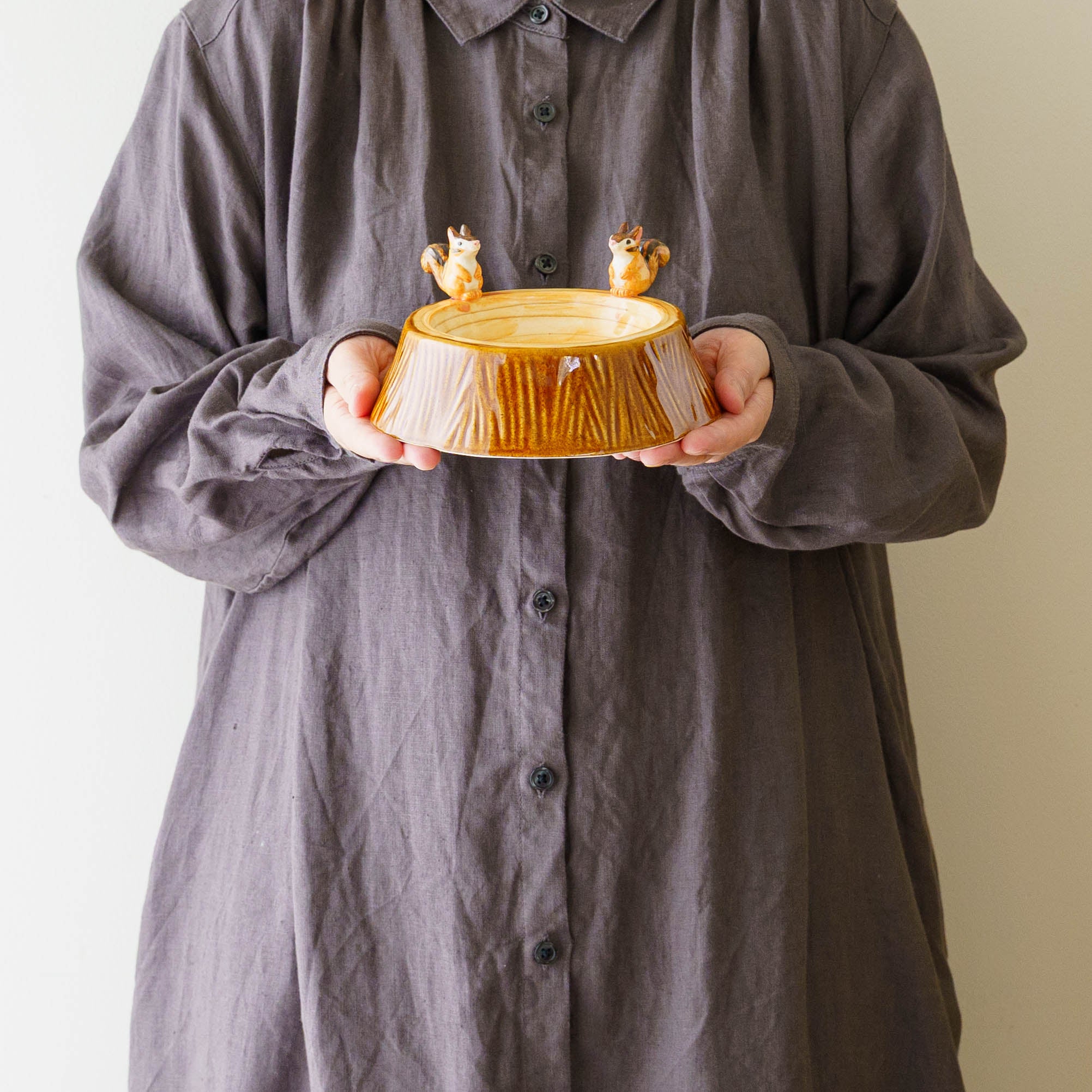 陶芸作家 Sugar Poppo リス切り株ボウル 小｜作家もののうつわ通販