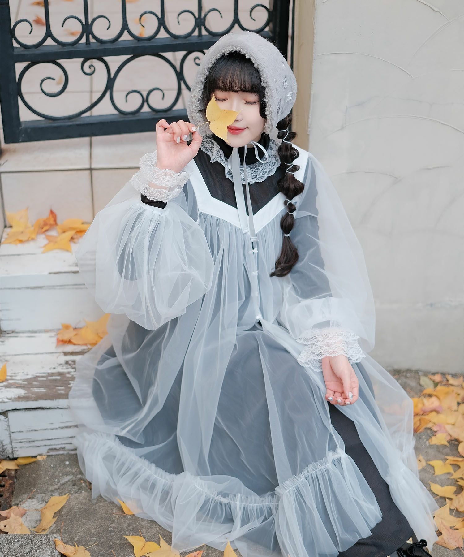 チュール ロング ワンピース miolite 全2色｜mio341-0117【1】 - 長袖