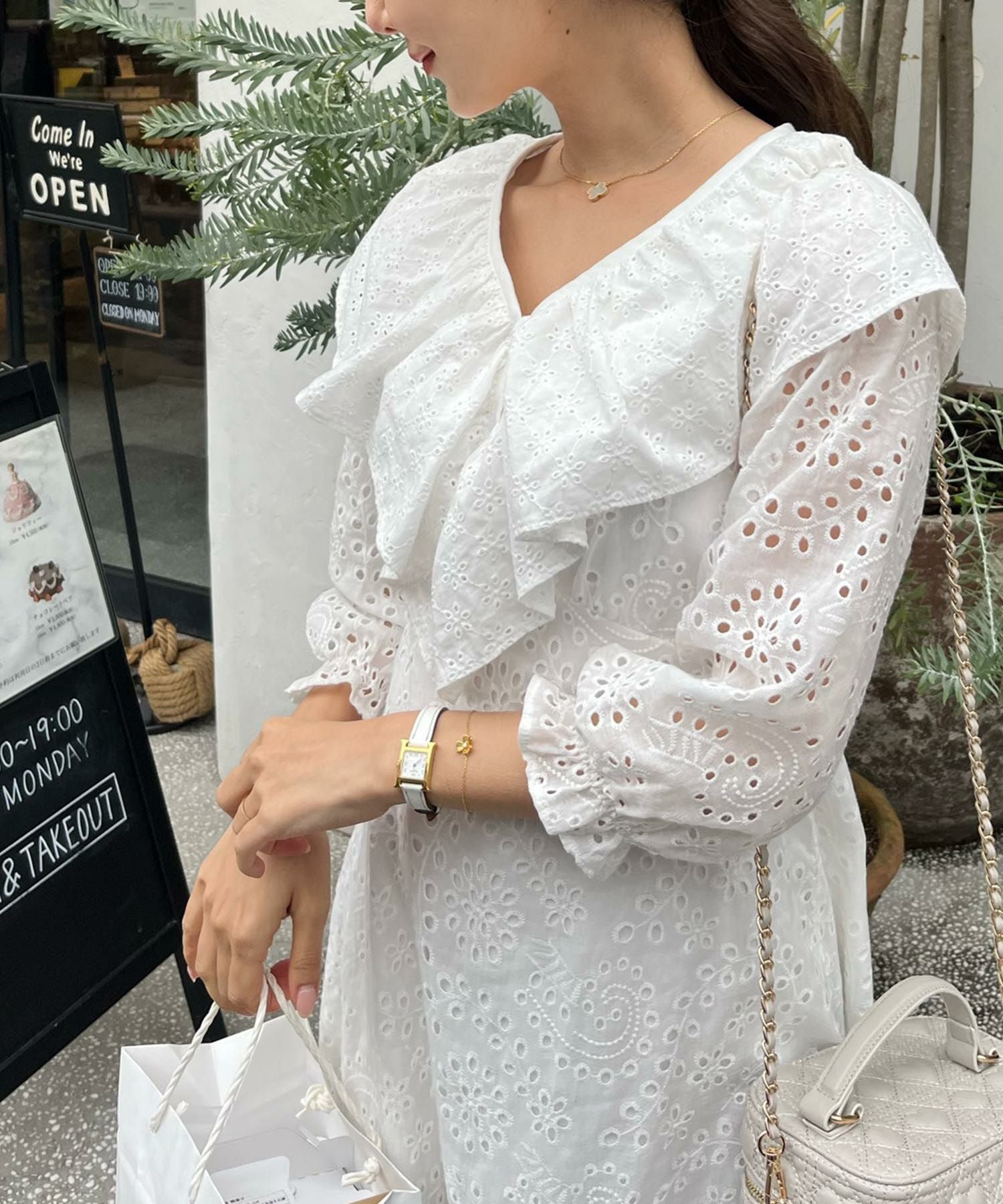 コットン レース フリル ワンピース le reve vaniller 全2色 ｜lvn311