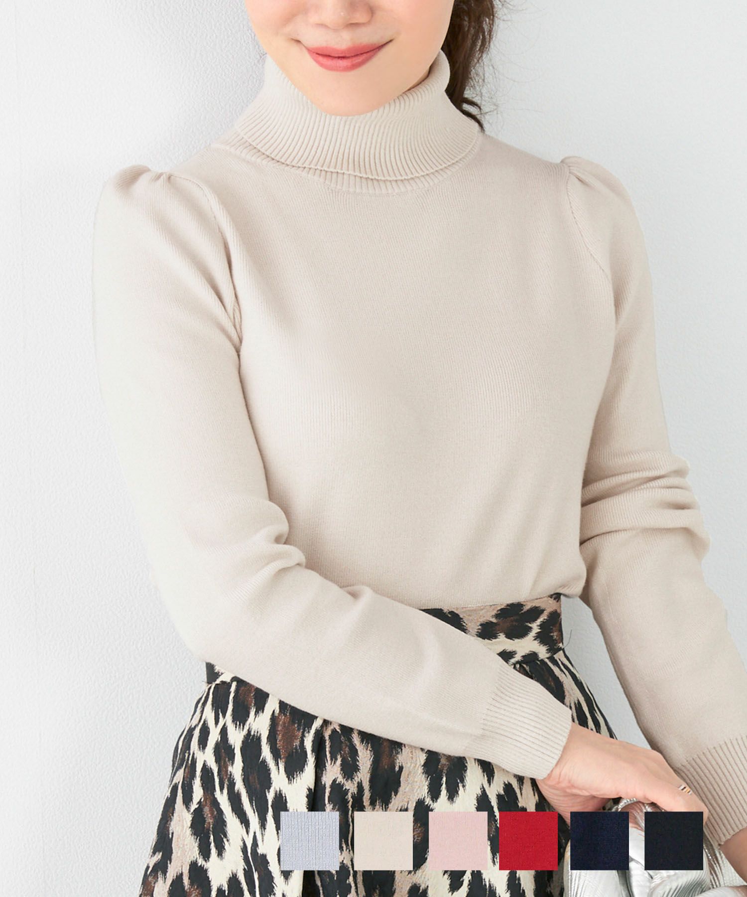 未使用 アトリエgg ニットタートル アイボリー 19ハーフ 未使用