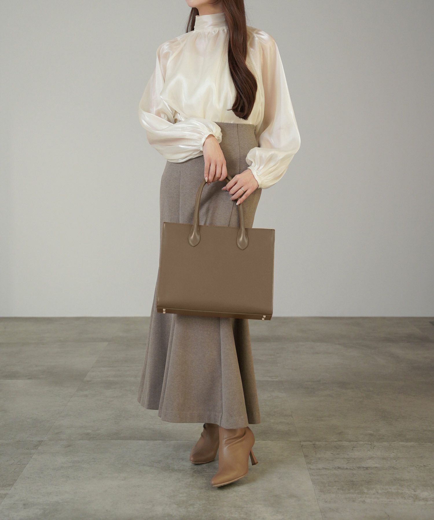 lieulien x nap エコレザー 2way スクエア バッグ モカ エコレザー