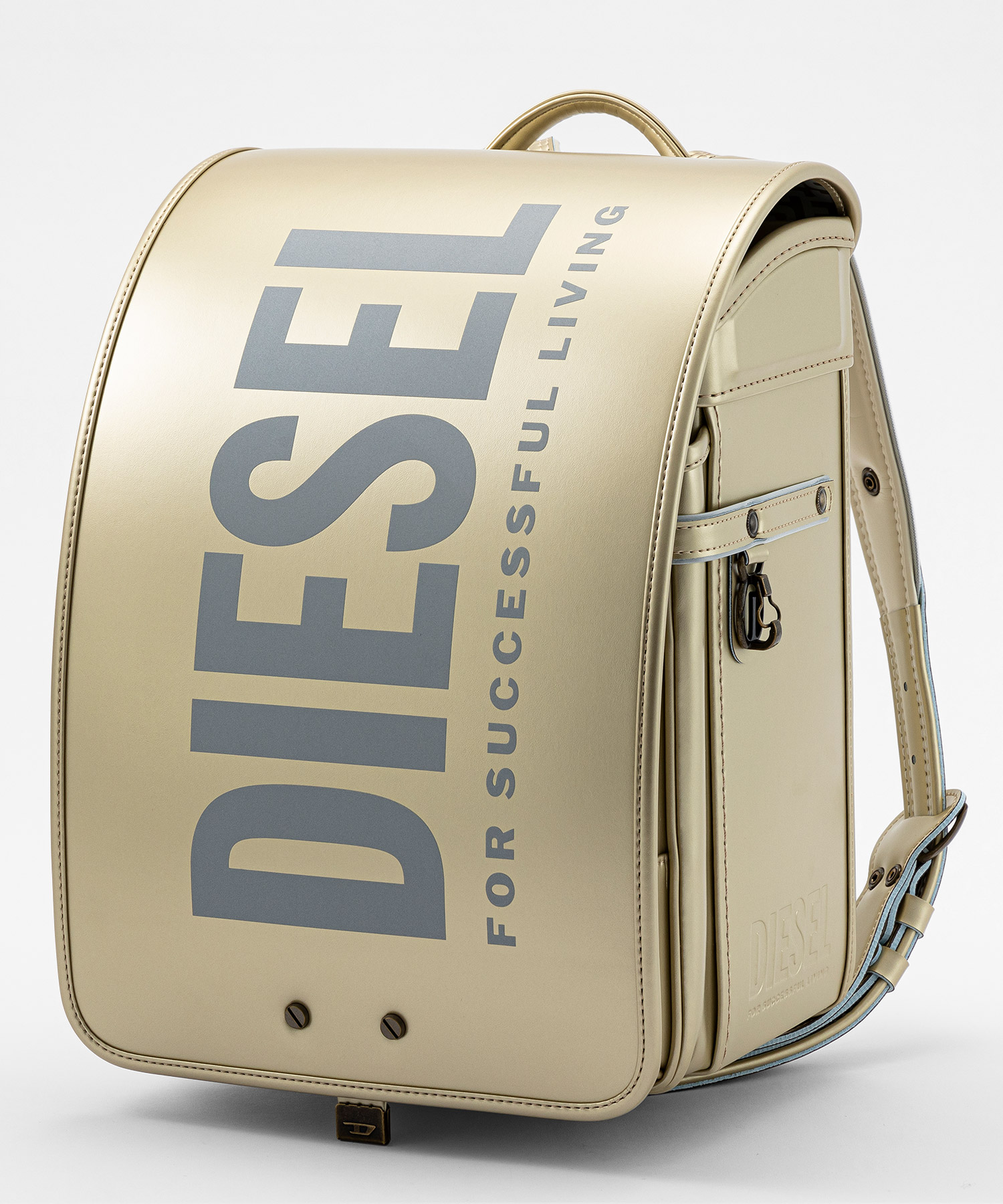 DIESEL (ディーゼル) ロゴプリント レザー ミニボストンバッグ