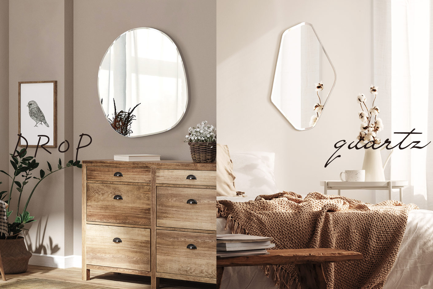 空間を潤す水のような存在感、塩川光明堂のトレンドウォールミラー