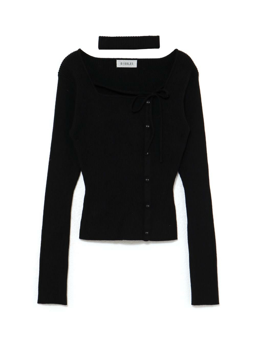 Bubbles チョーカーボタンニットトップス BUBBLES】チョーカーボタン