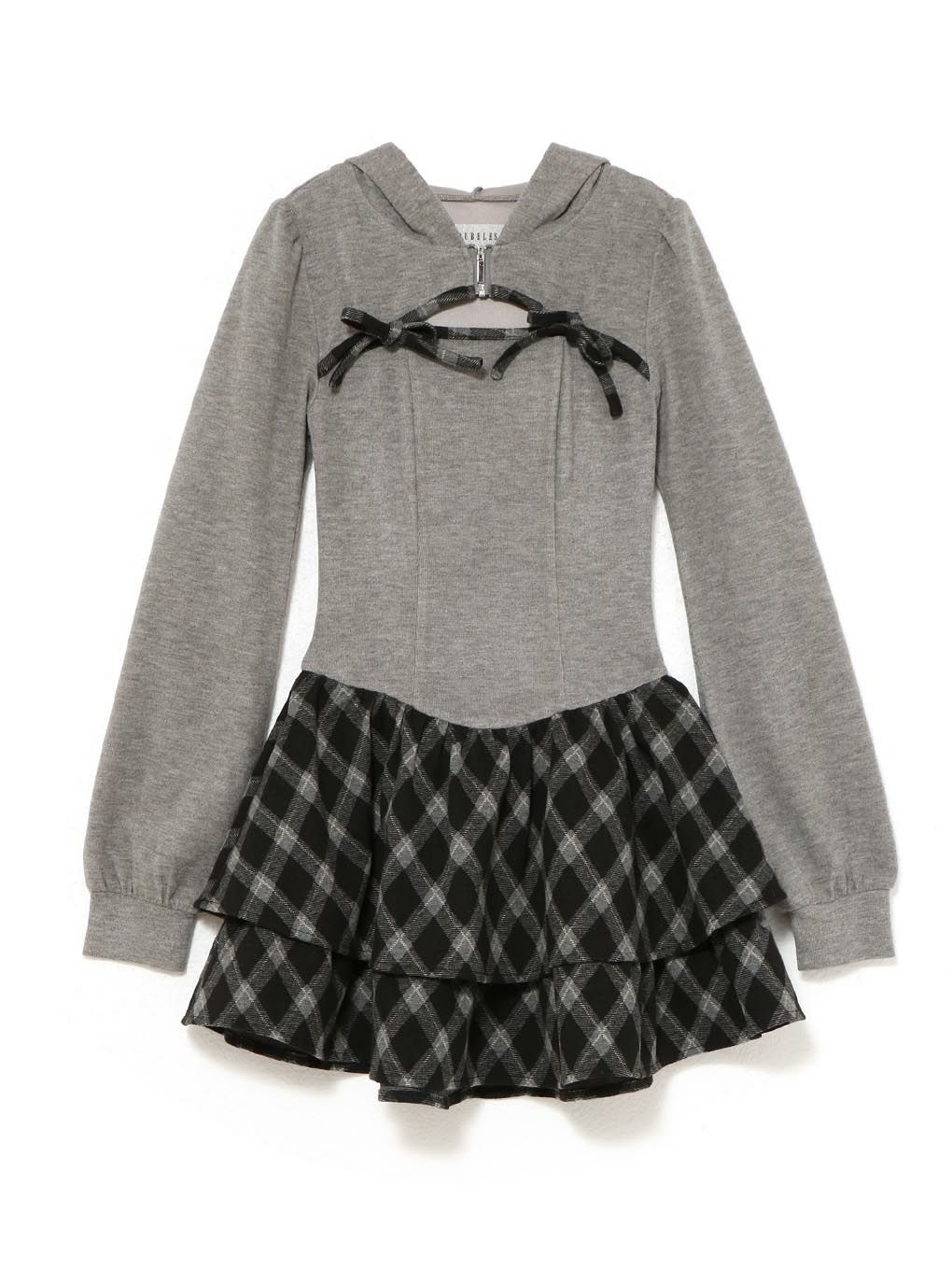 bubbles チェックパーカーワンピース グレーS BUBBLES】チェック