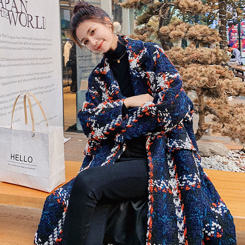 チェック柄ダブルブレストチェスターコート