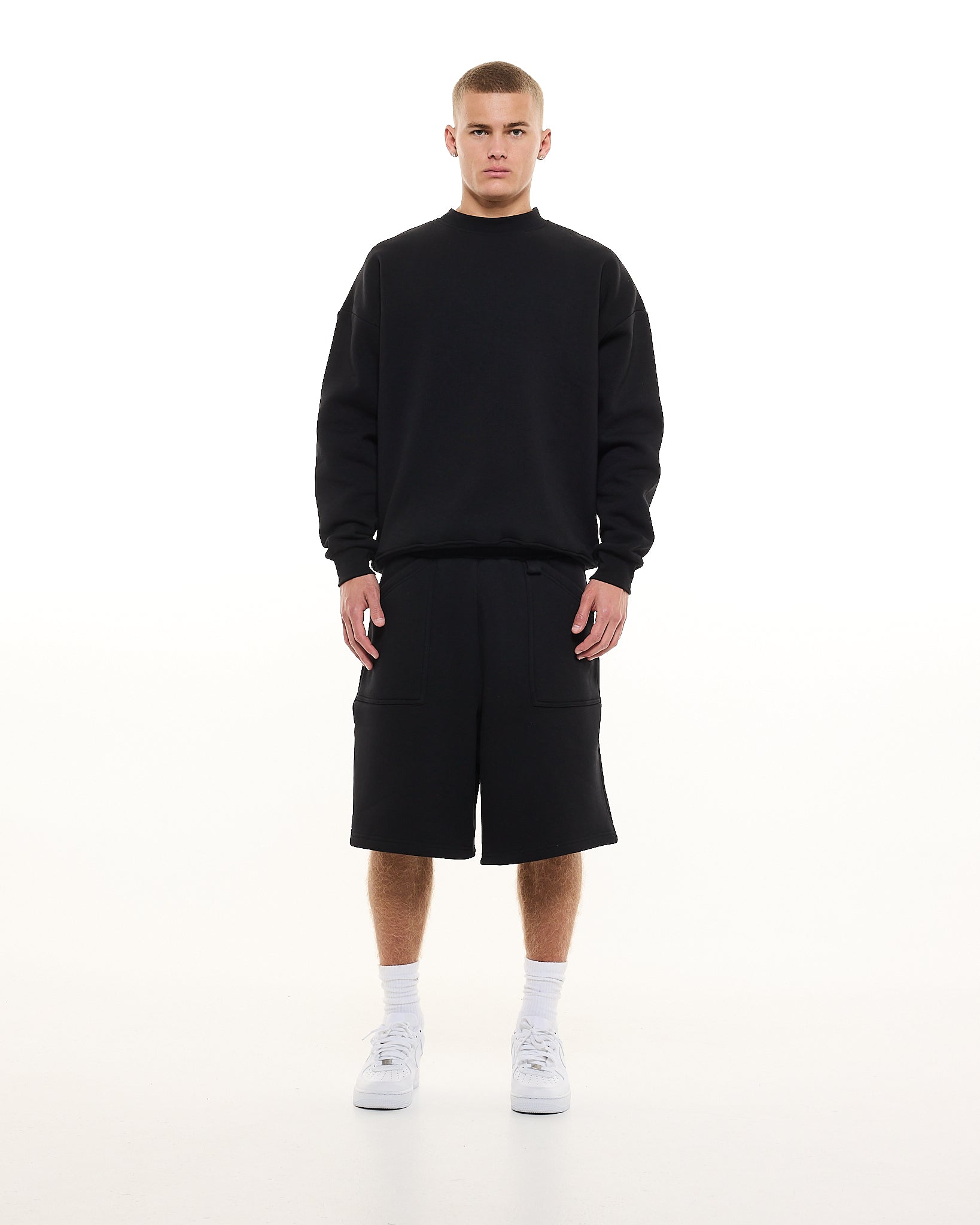 Cozy Shorts Black Cotton Blend | Sweats Collective