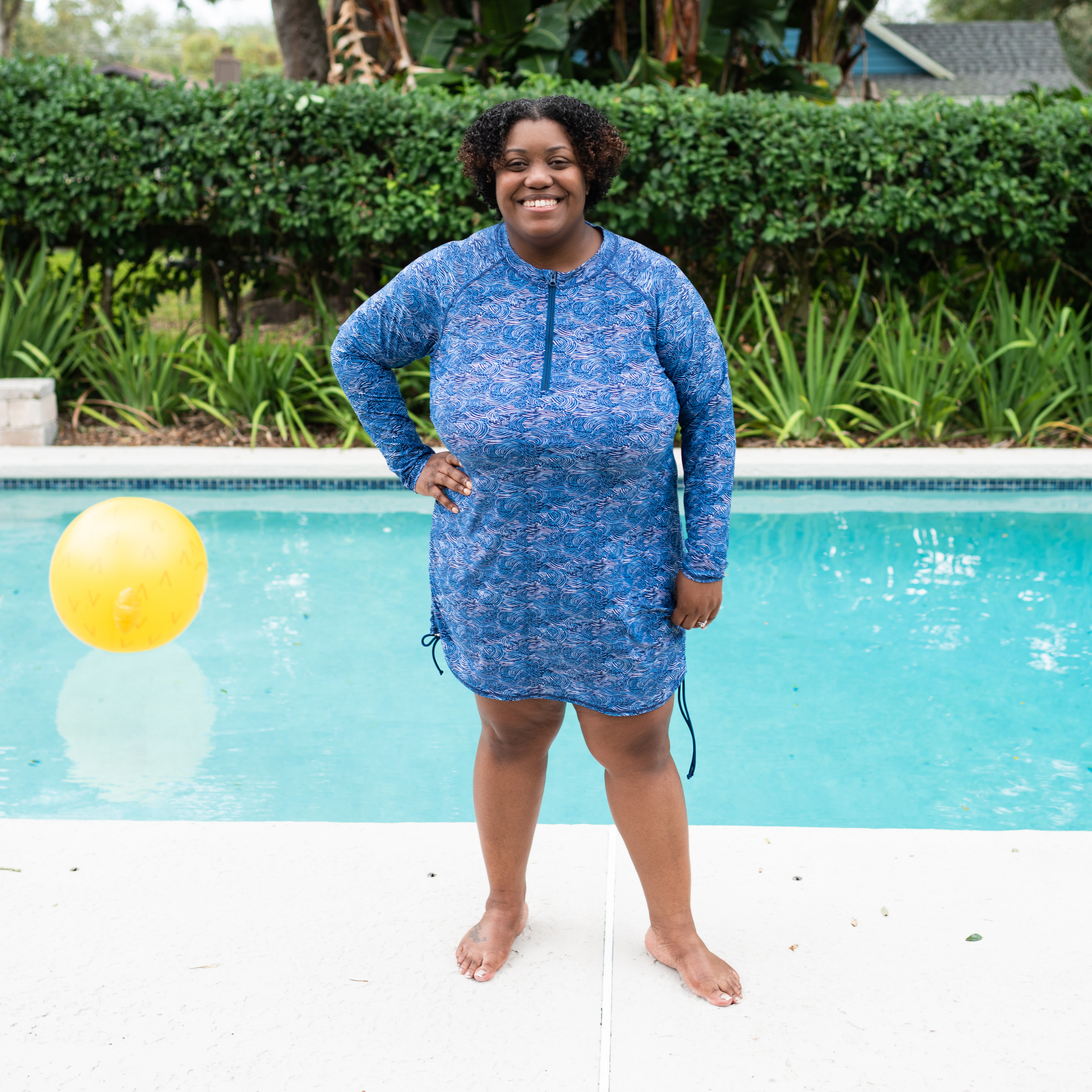 Women's Half Zip Swim Dress Cover Up | 