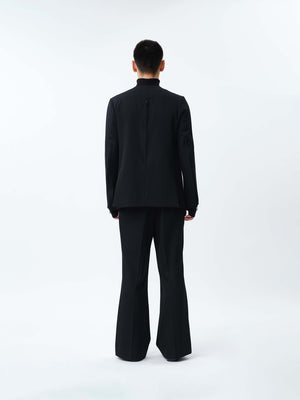 HEAVY WOOL GABARDINE FLARE EASY TROUSERS .12【BLACK】 – SUBLATIONS