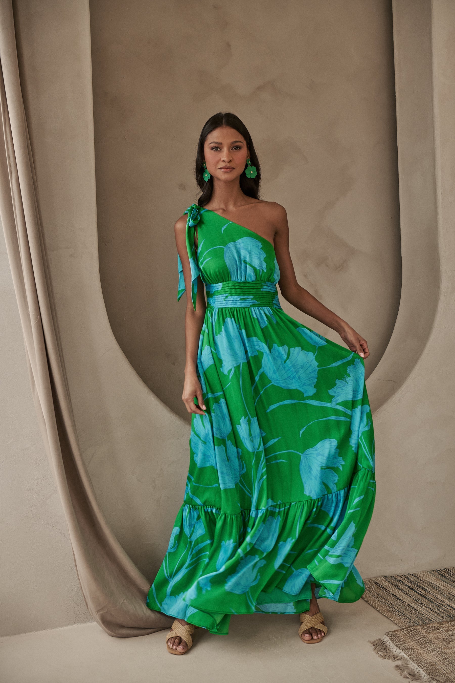 Seamoss Floral Bayou One Shoulder Maxi Dress – Sugarlips