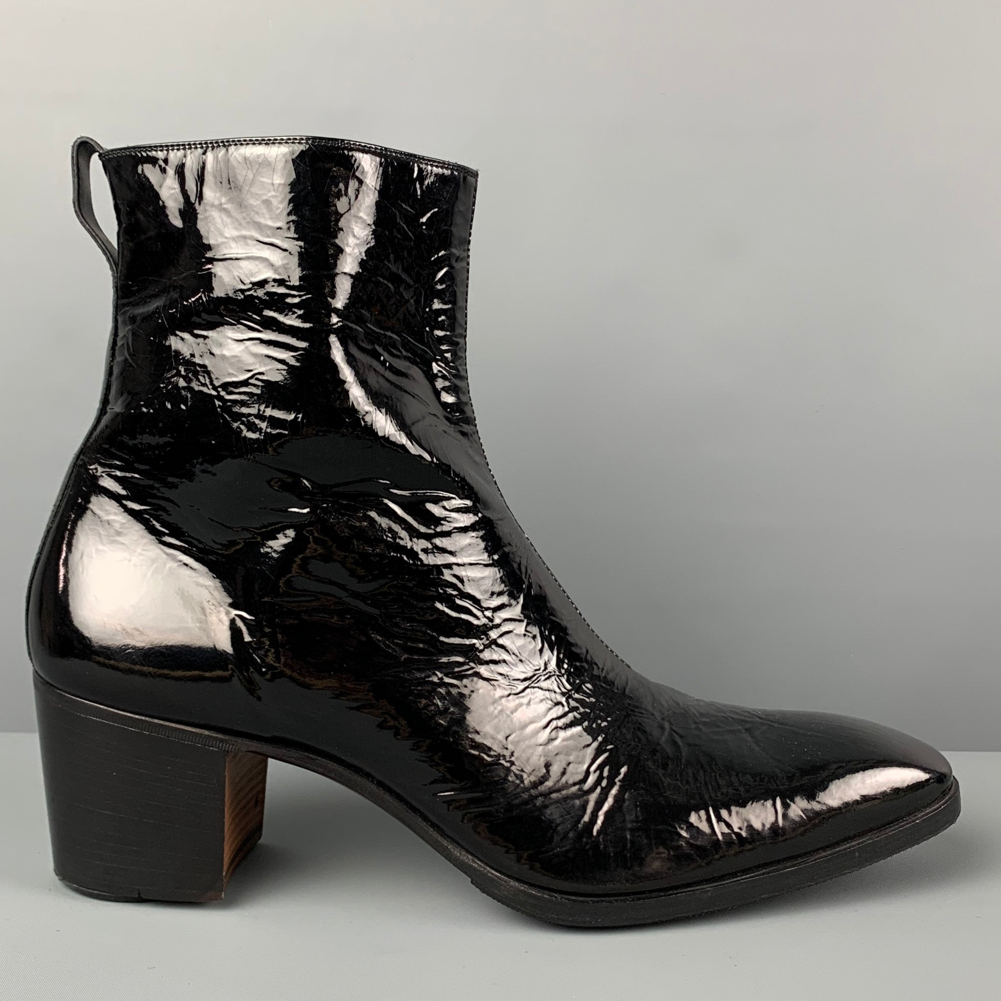 YVES SAINT LAURENT Size 13 Black Patent Leather Johnny Boots – Sui