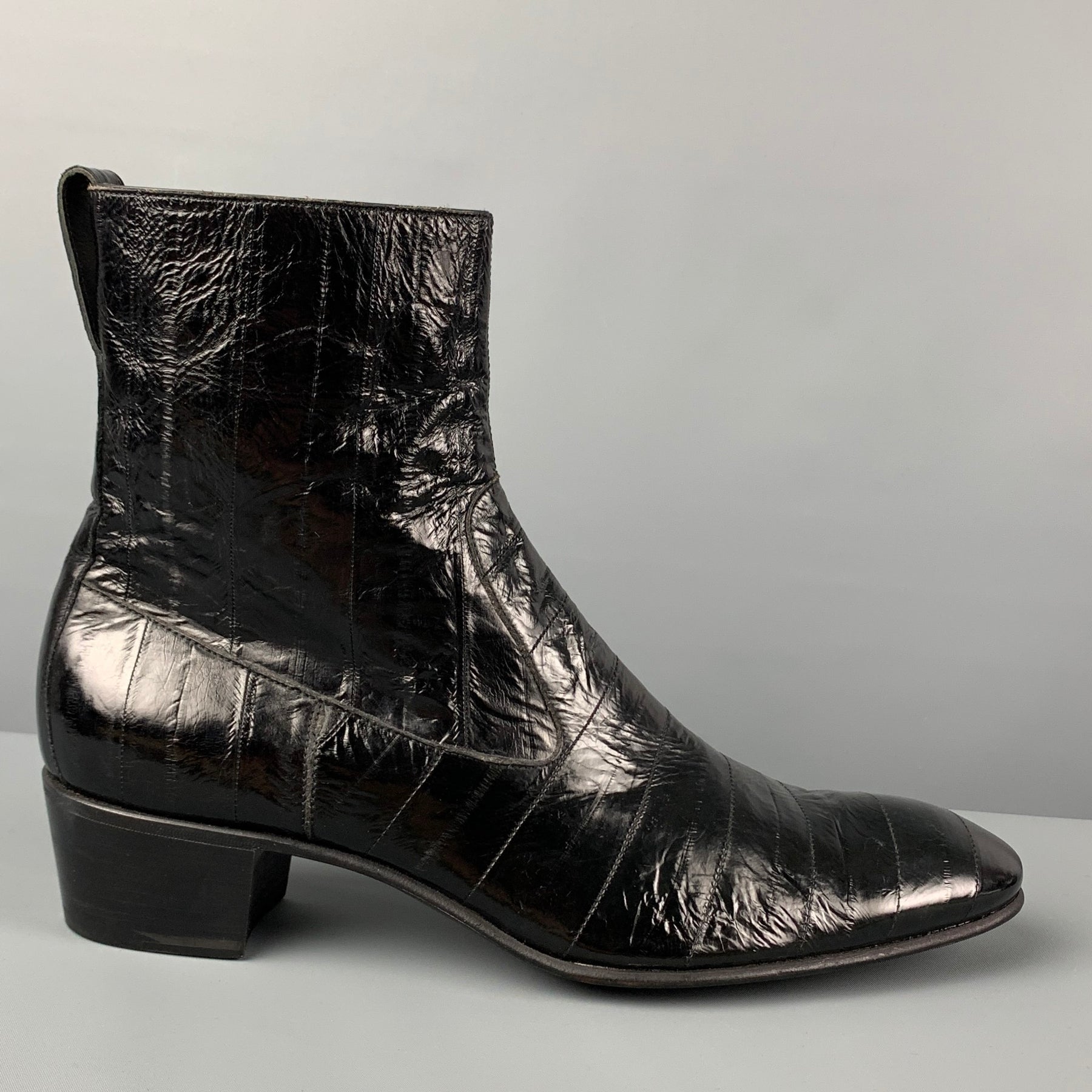 YVES SAINT LAURENT Size 13 Black Quilted Leather Johnny Boots