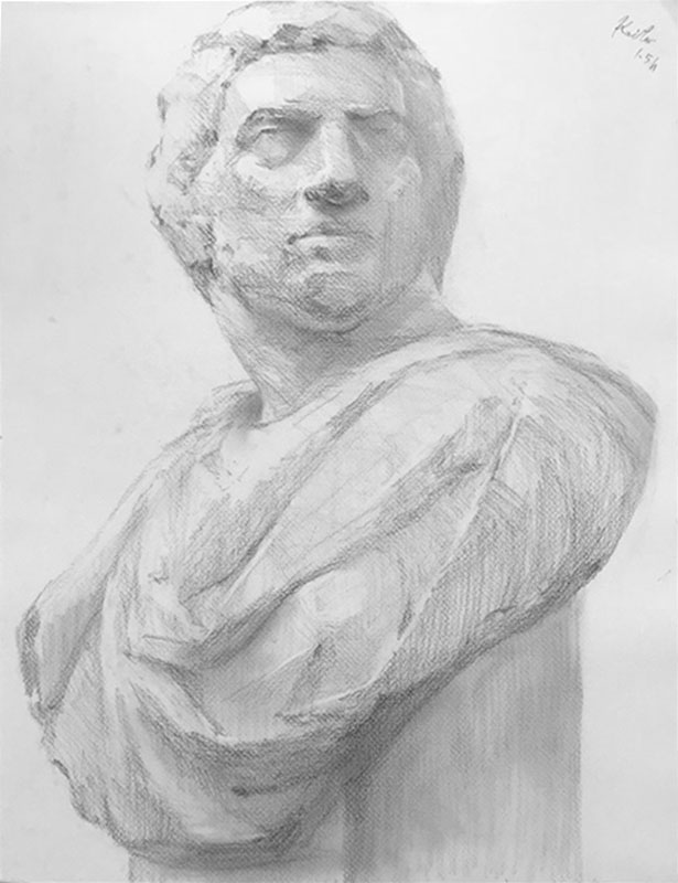 基礎科 ブルータスの石膏デッサン | すいどーばた美術学院