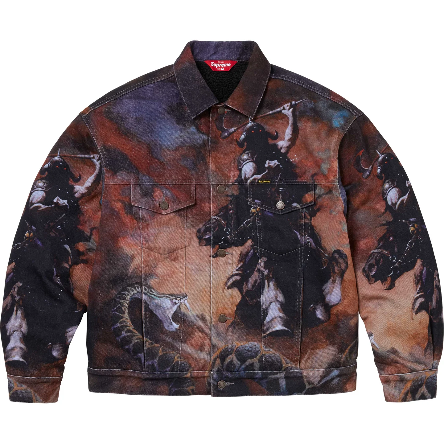Supreme/Frank Frazetta Faux Shearling Lined Trucker Jacket