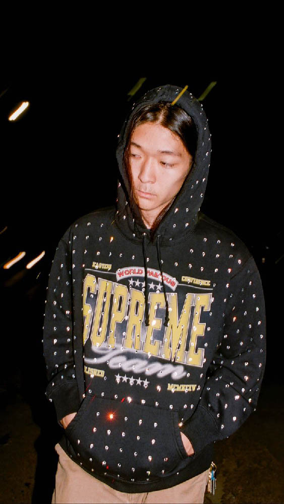 Rhinestone Hooded Sweatshirt | Supreme 21fw