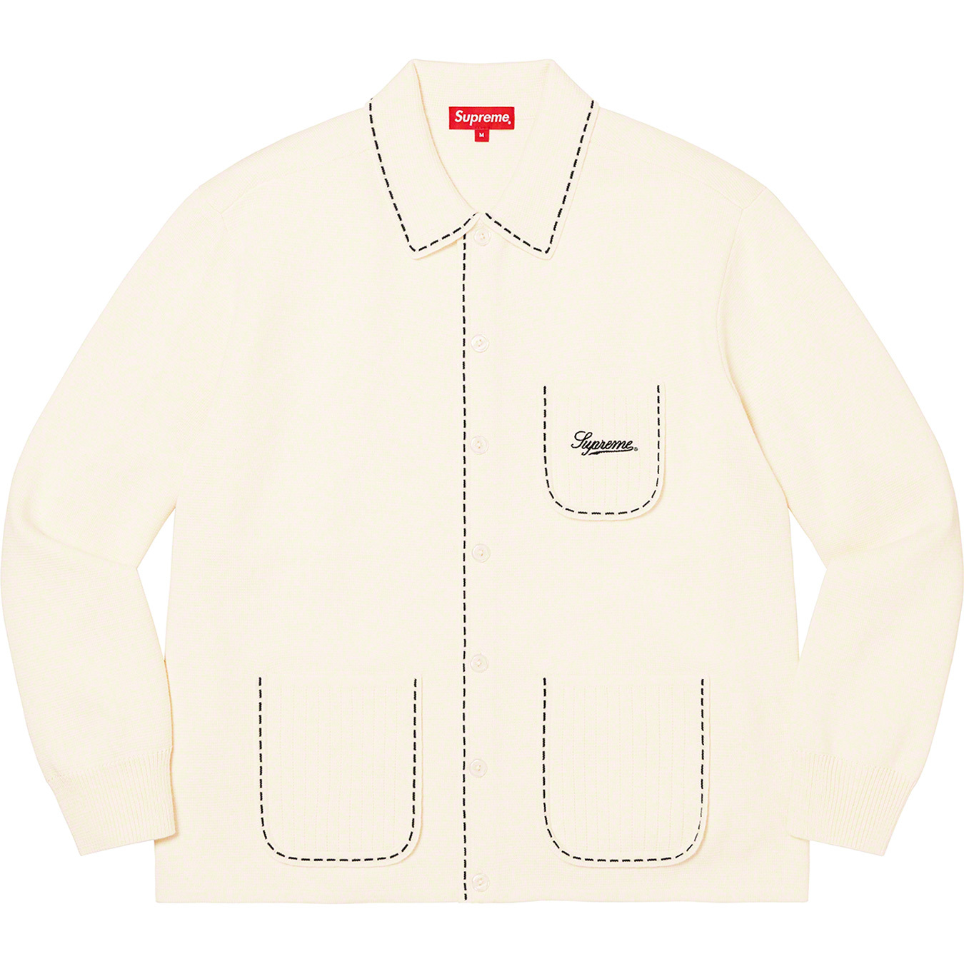 Contrast Stitch Button Up Sweater | Supreme 22fw