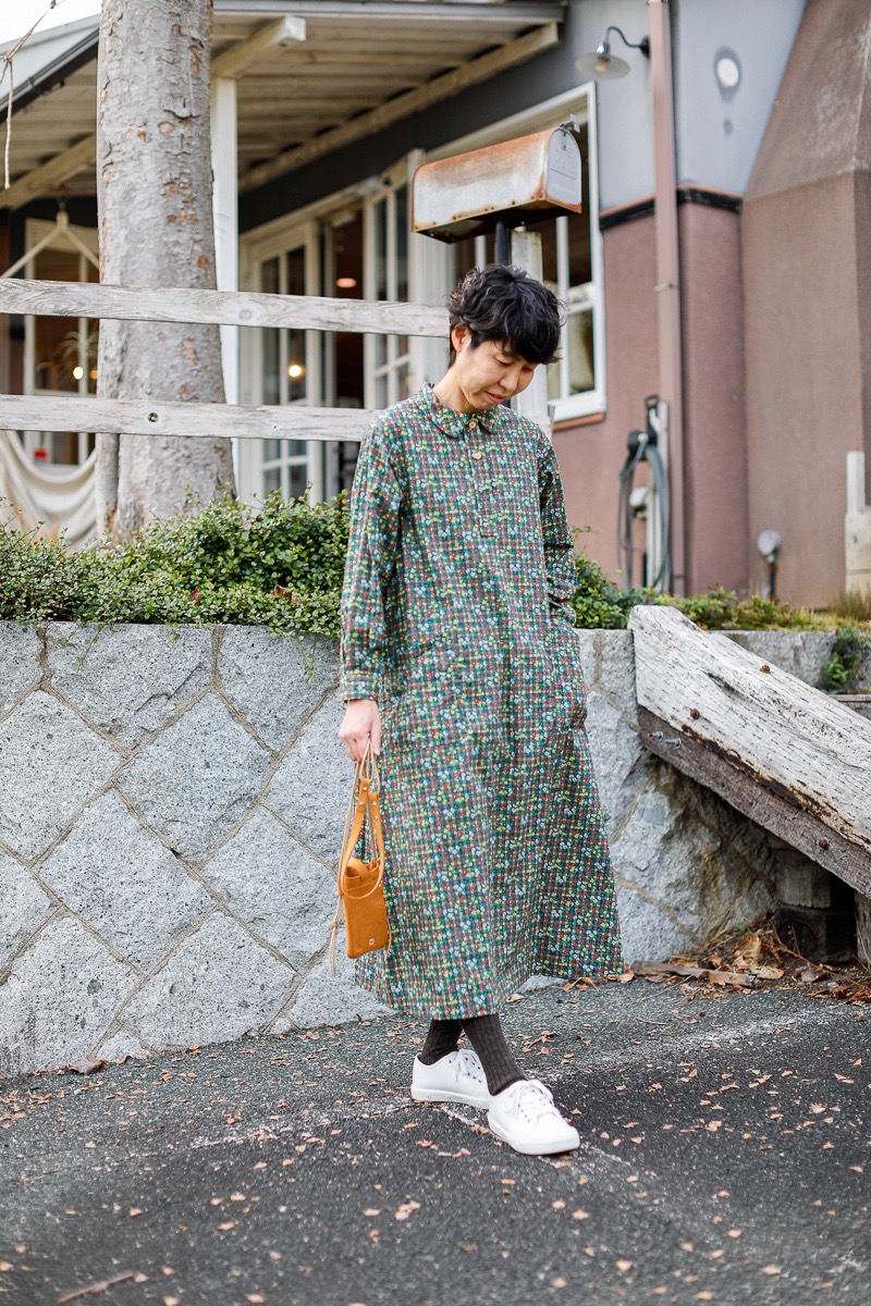 YAECA ヤエカ リネン100% チェックワンピース ロング 日本製 ゆったり