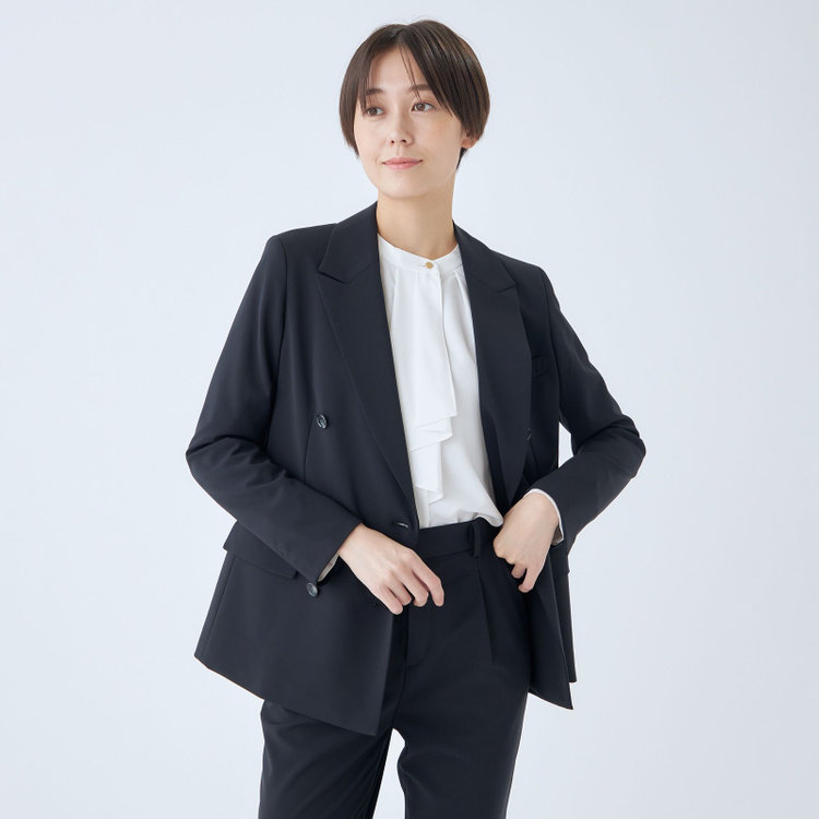 SL】【年間】6釦2掛けダブルジャケット/ネイビー/ウォッシャブル