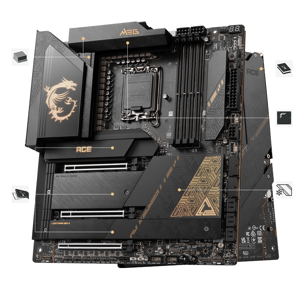 MSI MEG Z790 ACE, E-ATX - Intel 13th/12th Gen - 24+1+2 Phases