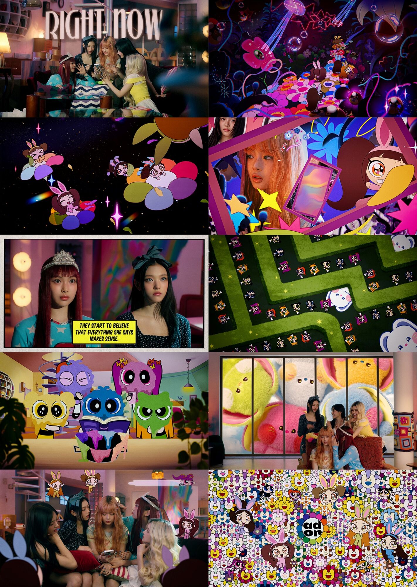 NewJeans、最新曲“Right Now”MV公開 パワーパフガールズ、村上隆との