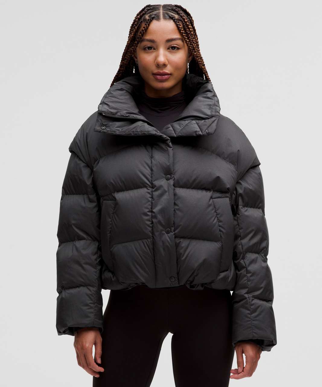 Lululemon Transformable Down Jacket - Heathered Black - lulu fanatics