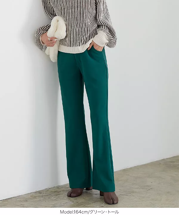 選べるサイズ カットジョーゼットセミフレアパンツ [M3736