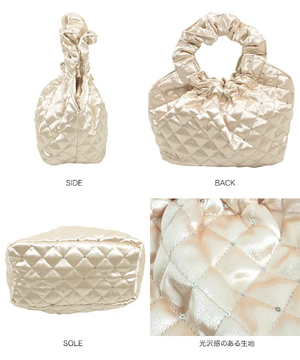 キラキラドットサテンキルティングミニバッグ [B1577] - レディース