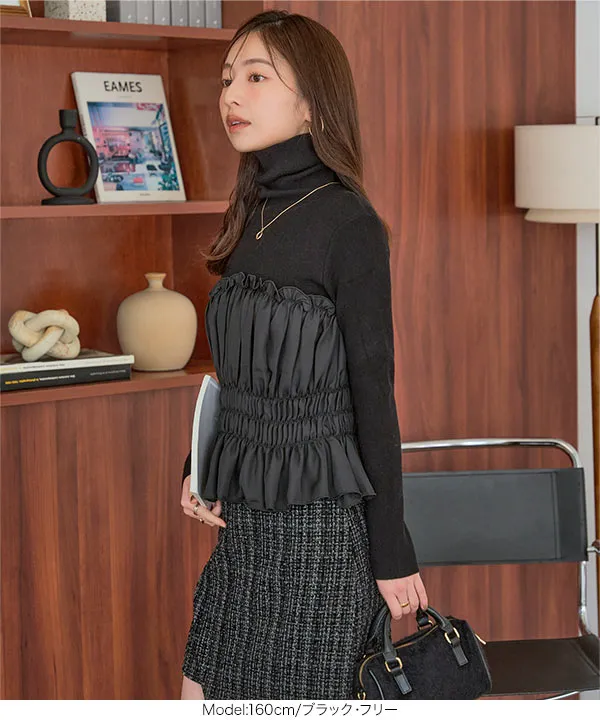 ビスチェレイヤード風ニットトップス [C7182] - レディース