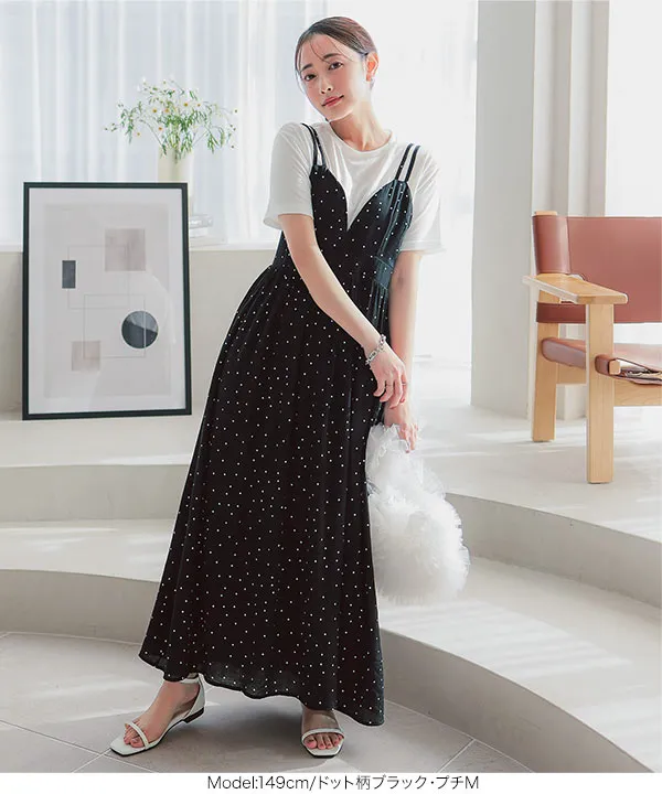 プチレタス ] ビスチェ風ダブルストラップキャミワンピース [E3362