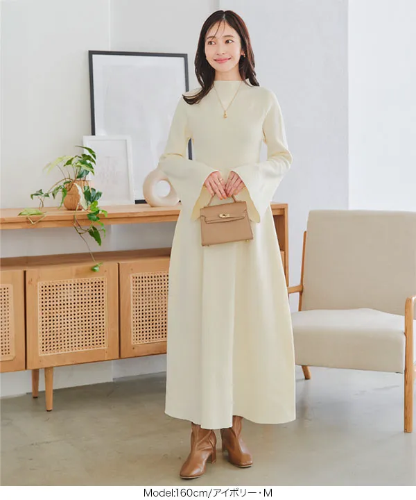 フレアスリーブニットワンピース [E3400] - レディースファッション