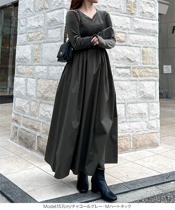 Reinaさんコラボ ] 選べる2タイプ ベロアドッキングワンピース [E3428