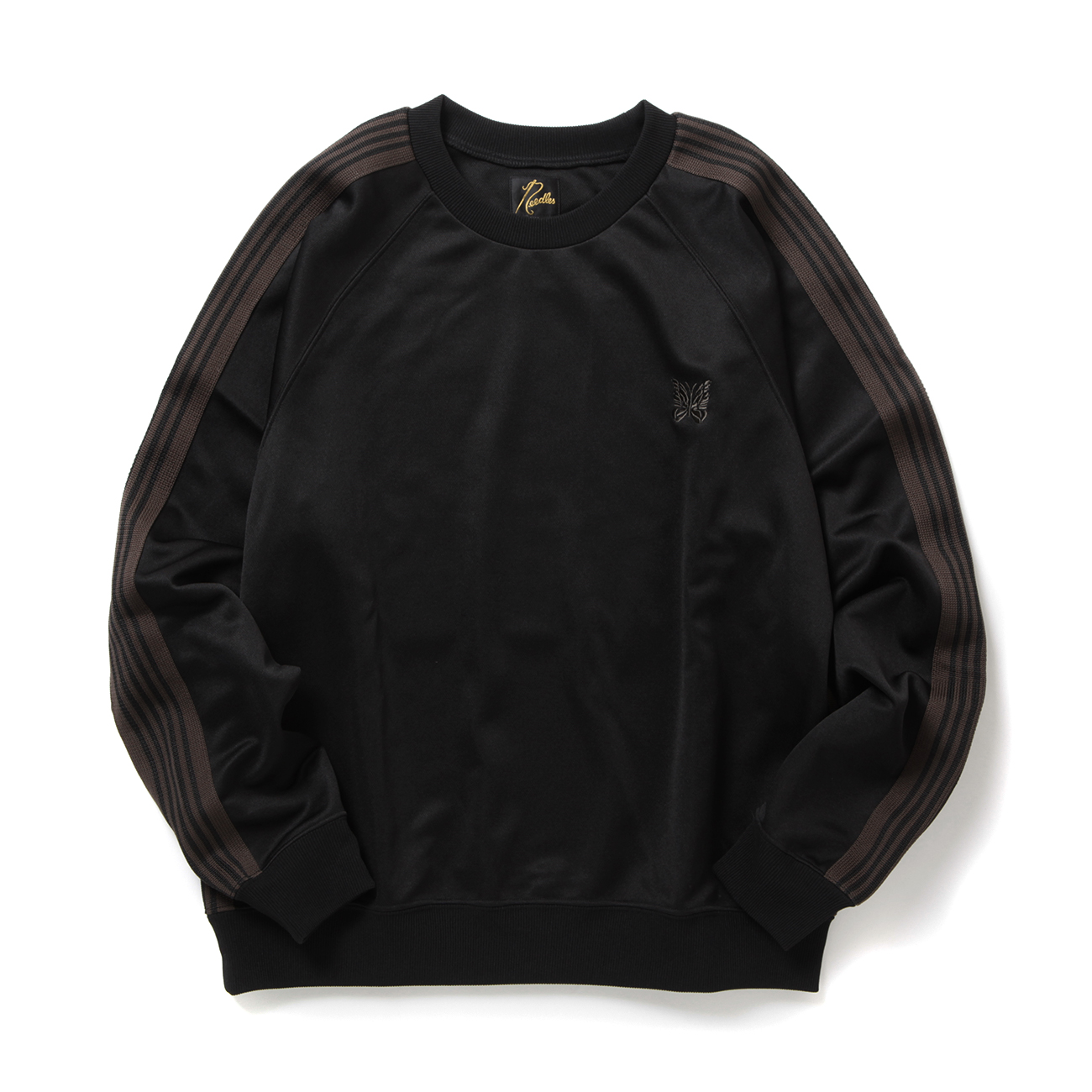 Needles / ニードルズ | Track Crew Neck Shirt - Poly Smooth - Black