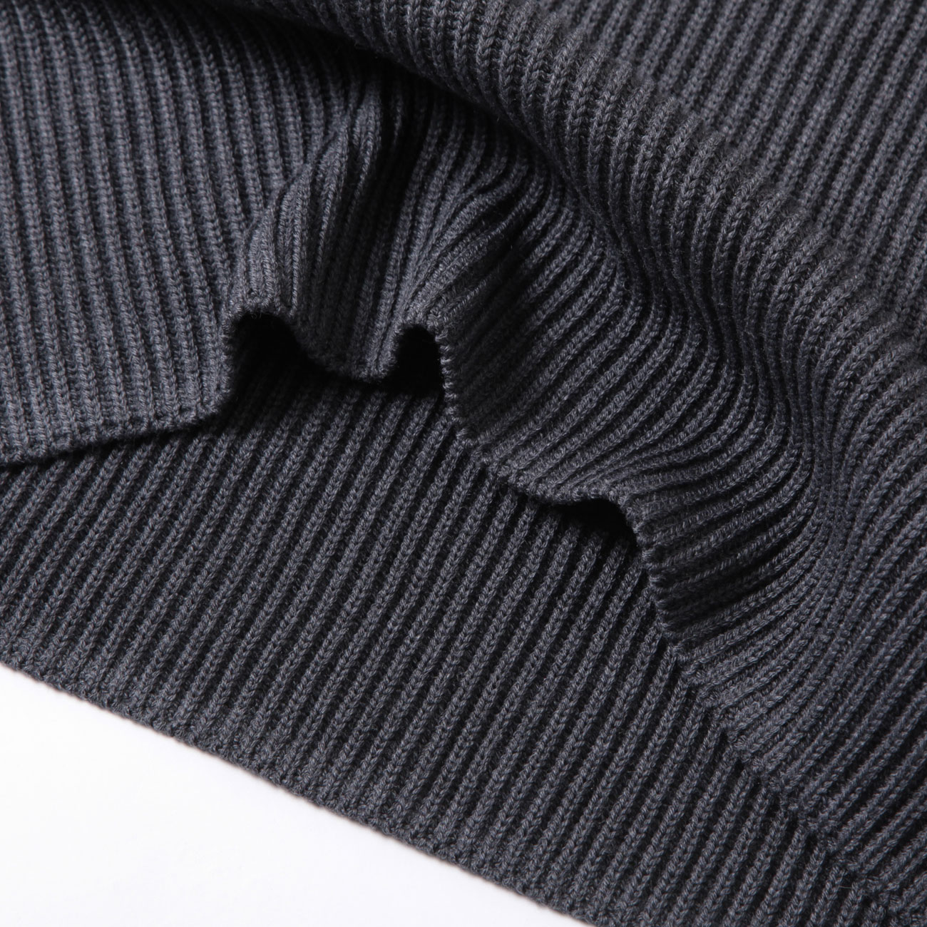 BATONER / バトナー | SOLID WOOL RIB CREW NECK (メンズ) - Gray