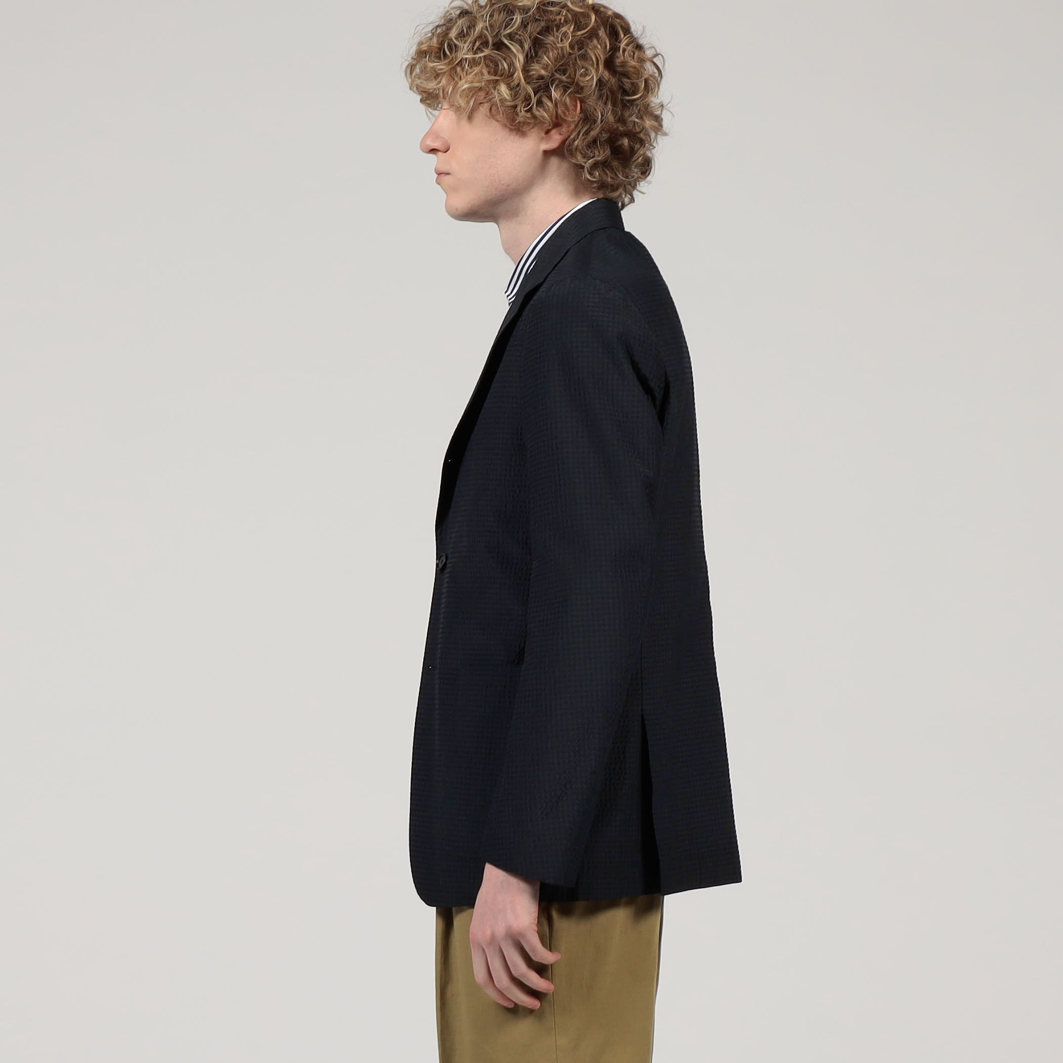 シルクコットンシアサッカー シングルブレステッド3Bジャケット