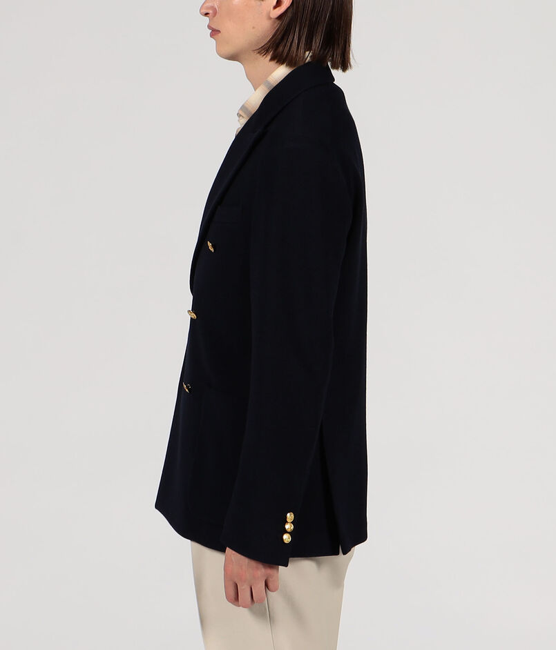 ウールコットンダブルニット ダブルブレステッド6BブレザーDONDY